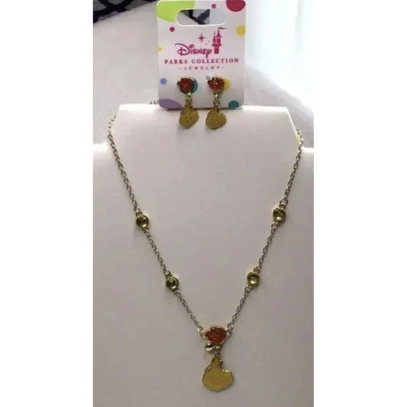 Disney Parks Collection Jewelry Belle Earrings and Necklace Set New w Tag New - Picture 1 of 4